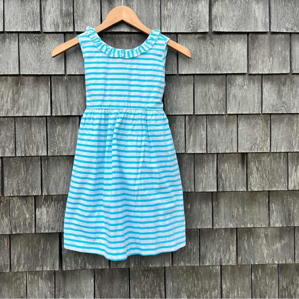 Casual Blue and White Striped Sleeveless Sundress